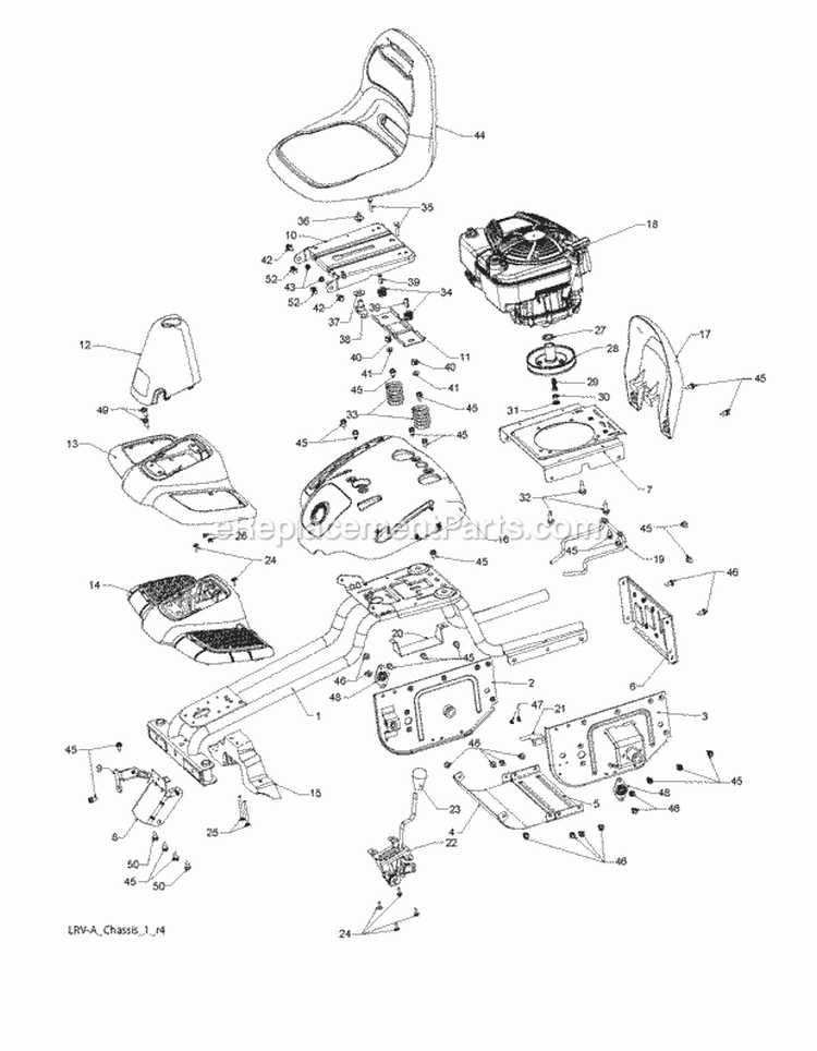 Chassis_Enclosures Diagram and Parts List for WE261 2010-12 - 96024000201 Weed Eater Lawn Tractor